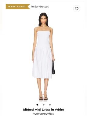 WeWoreWhat Strapless Ribbed Midi Dress — White